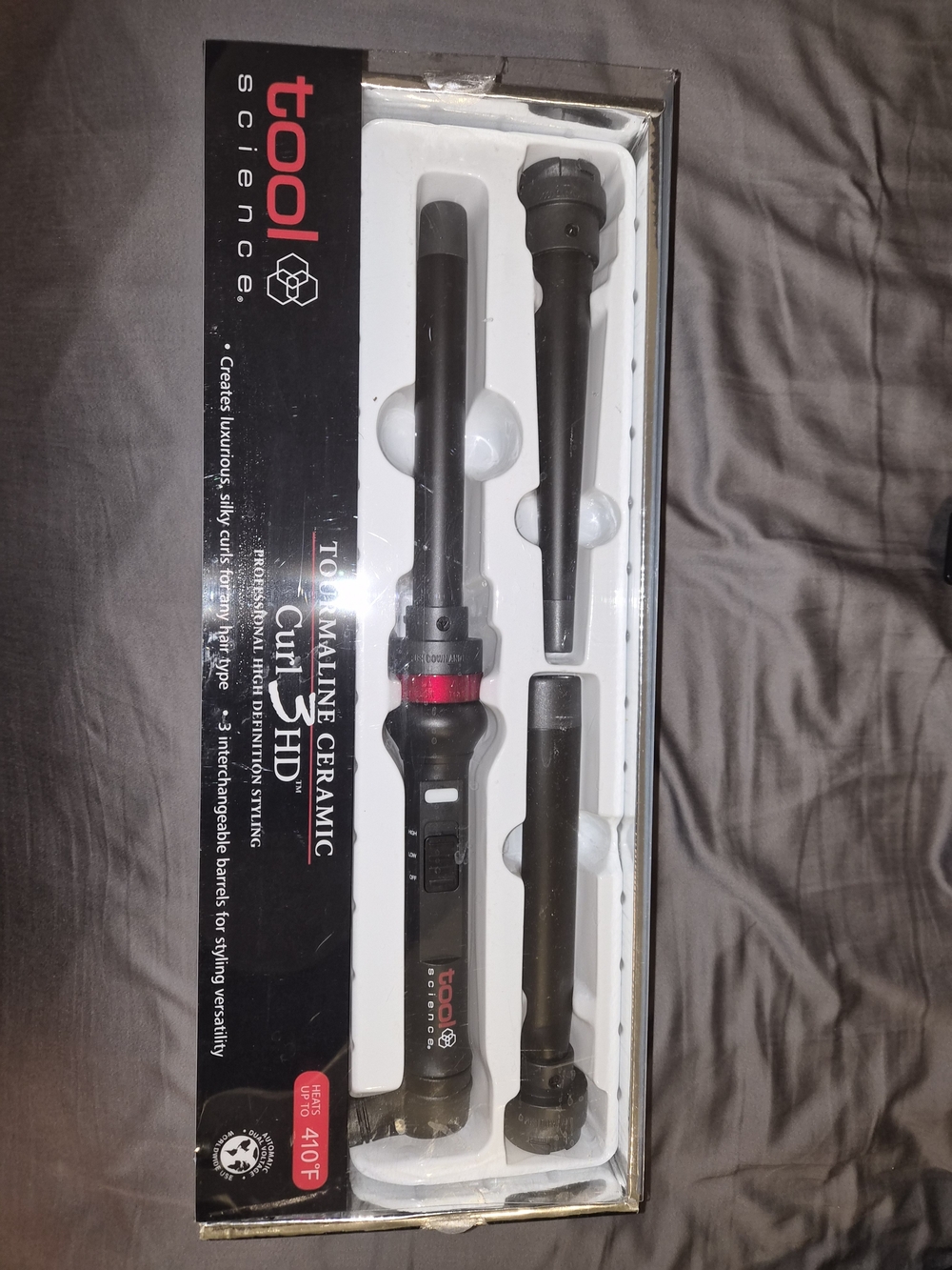 ToolScience Black Ceramic Curling Wand with Interchangeable Barrels